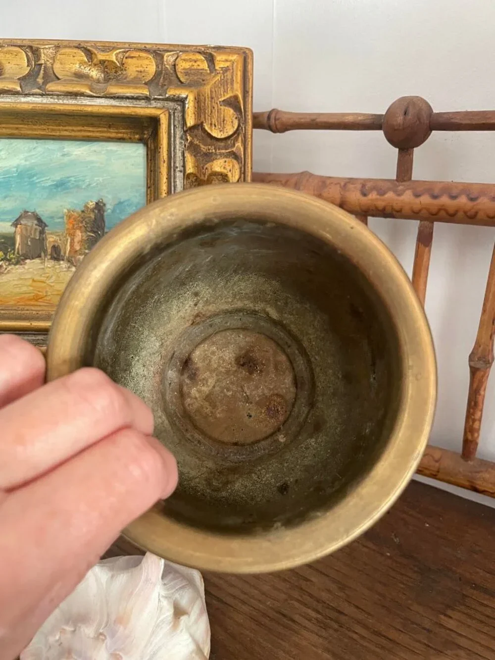 3 piece Vintage Brass Decor Collection Hammered Brass Bowl, Goblet & cachepot